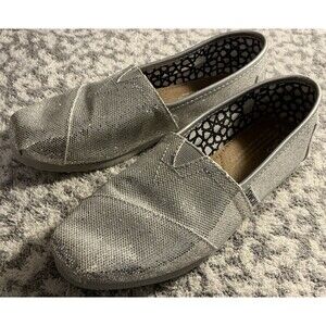 Toms Classic Silver Glitter Women's Comfort Flats Shoes Size 5.5 EUC